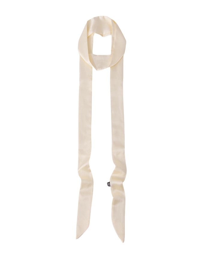 Bwerfuet Stylish Ribbon Scarf Soft Long Skinny Satin Belt Neck Scarf for Women (Beige) - Image 1